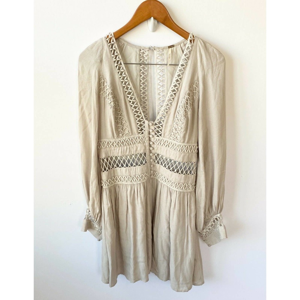 Free People Dress Women's 2 Think I Love You Crochet Macrame Sand Boho